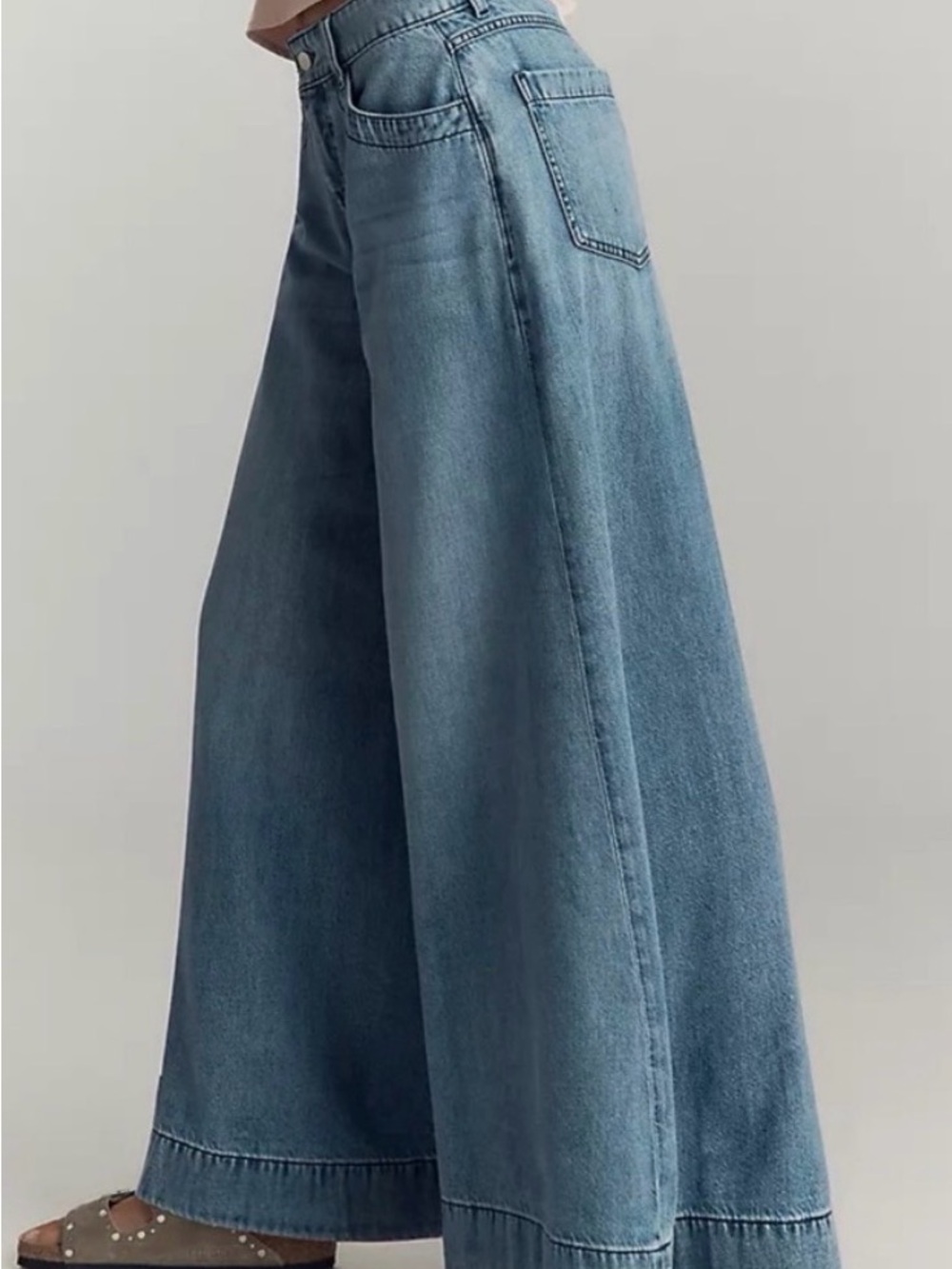 Anthropologie Pilcro Soft Light Blue Wide-Leg High-Rise Jeans - Picture 4 of 5